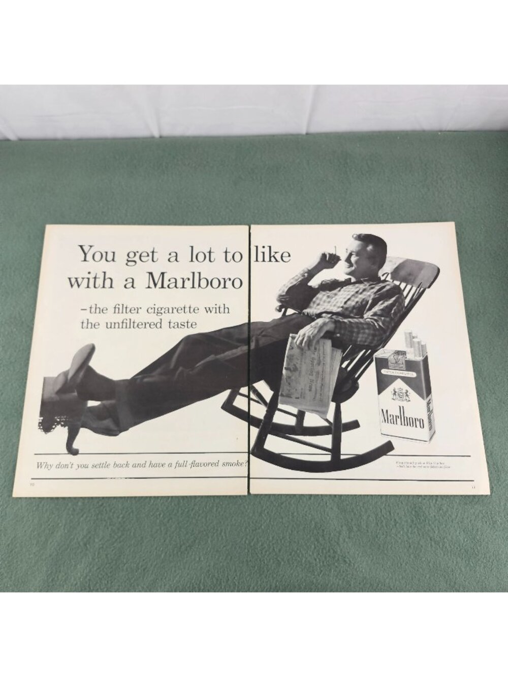 Vintage Marlboro Magazine Ad Spread 1960s "You Get A Lot To Like" Full-Page Prin